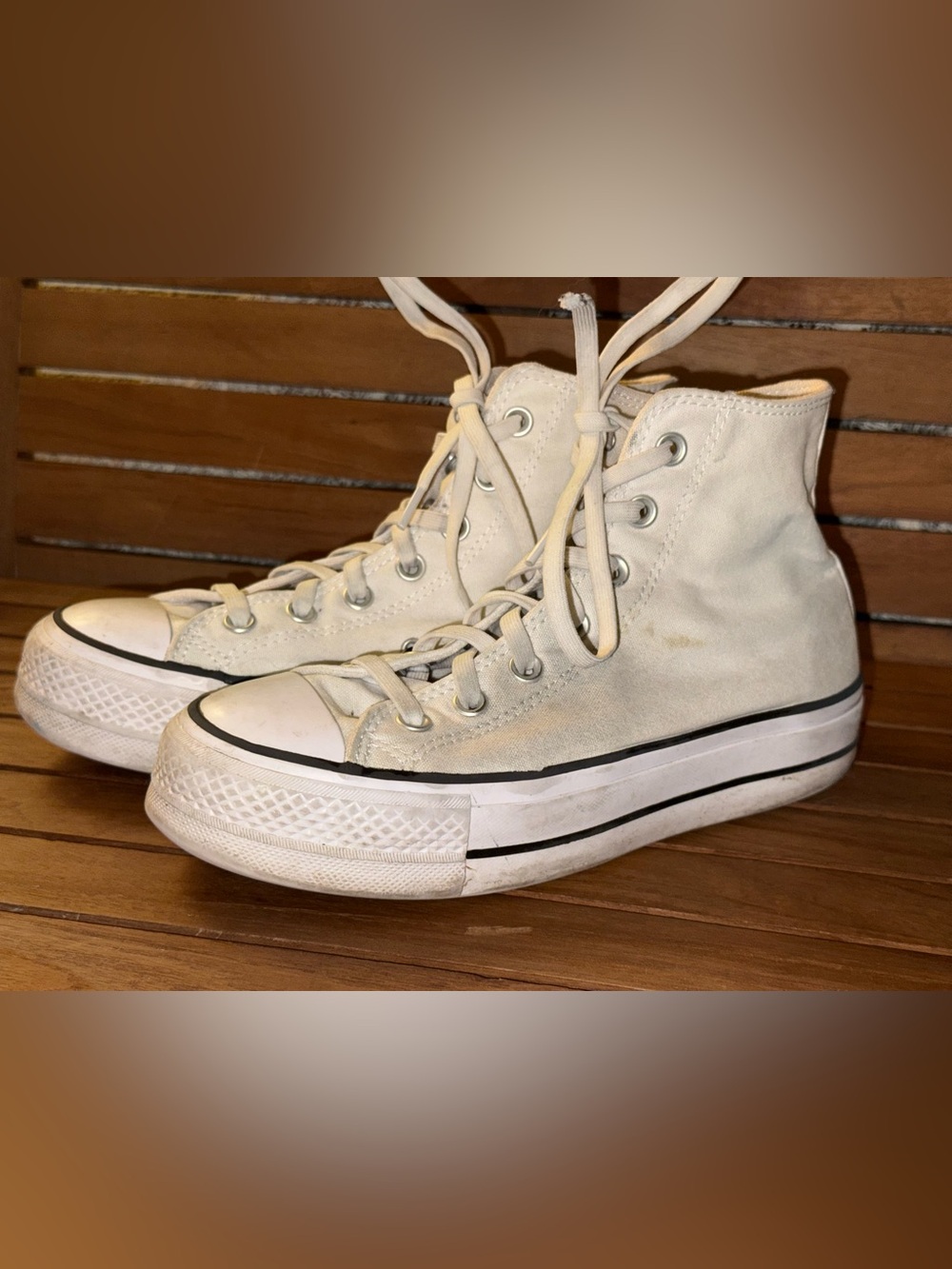 Converse High-Top Canvas Sneakers - Off-White with Black Trim